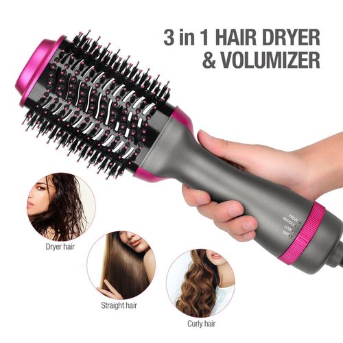 One Step Hot Air Brush | 3-in-1 | Dryer, Straightener & Volumizer for Effortless Styling