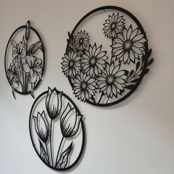 (3 Pcs Set )3d Floral Abstract Wooden Wall Art & Home Decoration