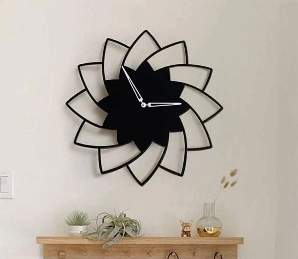 3d Wooden Floral Wall Clock Modern Home Decoration