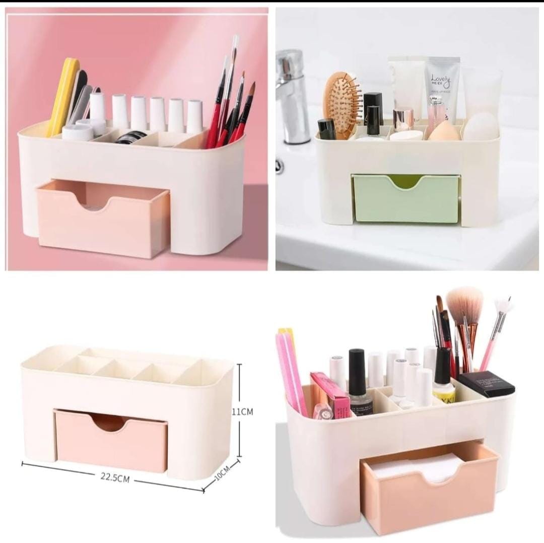 Plastic Makeup Organizer | Box With Drawer  Office Desk Organiser | Stationery Storage Box