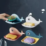 Self Adhesive Whale Fish Shaped Soap Holder For Bathroom | Wall Mounted Soap Bar, Holder Rack For Shower Wall, Kitchen, Bathroom